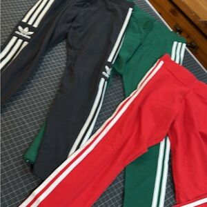 Adidas ladies' Track Pants - Black, Green, and Red